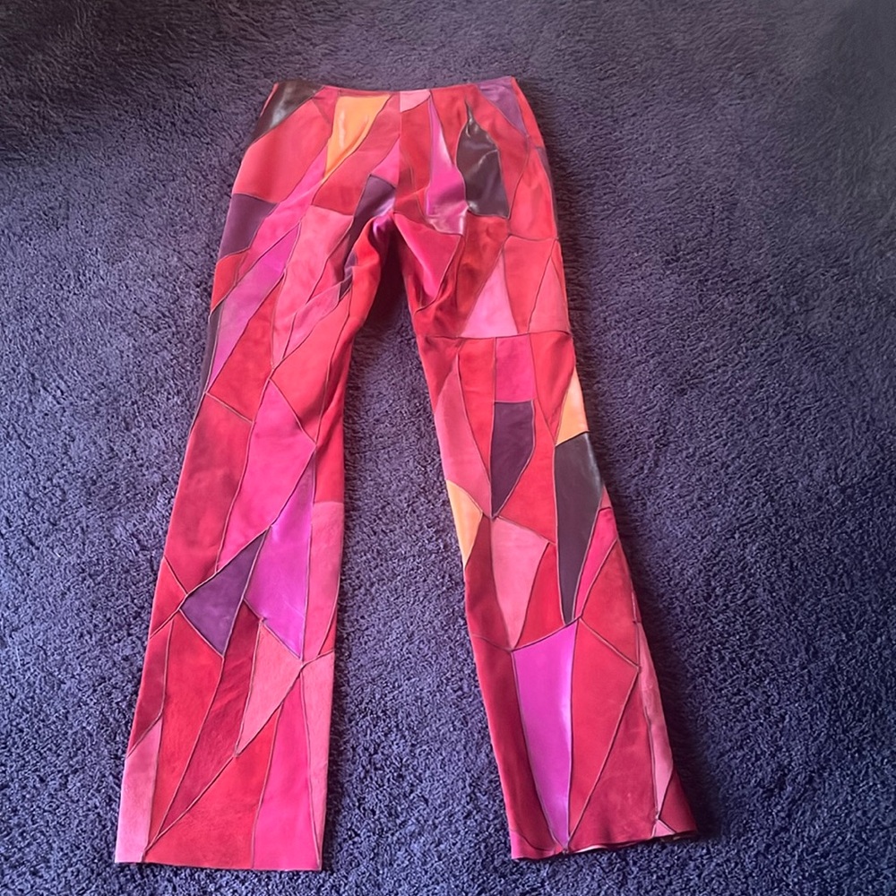 Vintage Wilsons Pelle Studio leather suede patchwork pants size 4 - Picture 3 of 16